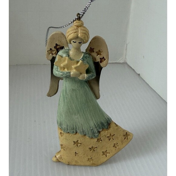Encore Christmas Angel Ornament Starlight Resin 4” Figurine Vtg 1990s Primitive - Picture 7 of 8